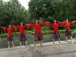 索洁广场舞火红的花儿正背面演示 北京星光舞韵广场舞队演示