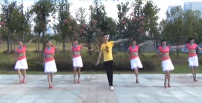 楠楠广场舞 如果真的有来生舞蹈视频 团队正面演示编舞楠楠