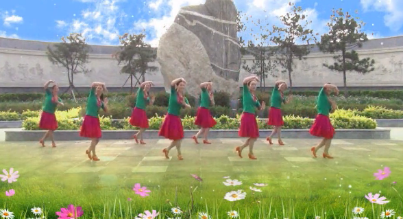 开心飞扬广场舞 心花开在草原上广场舞 团队正面演示
