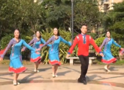 廖弟广场舞我爱格桑花正面背面演示教学 藏族舞蹈