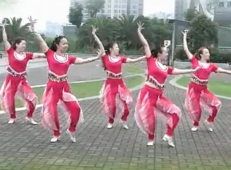 格格湘潭俪影广场舞西域情歌 团队演示 西域色彩舞蹈