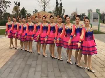 共圆中国梦广场舞 花开有声广场舞 现代形体舞变队形演示