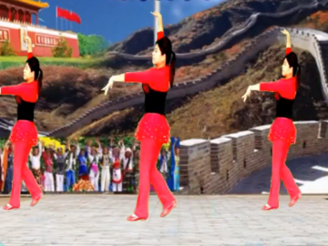定州秋天雨的恰恰风格广场舞《红红中国红》分解教学视频