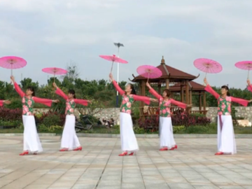 颜儿的队形伞舞广场舞《红雨伞》教学视频
