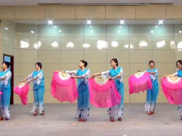昌黎波波的队形扇子广场舞《桃花缘》教学视频