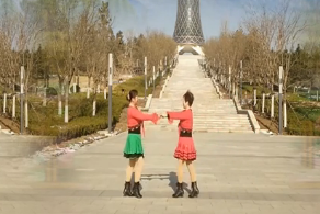 魅力阳光的双人广场舞《雪山阿佳》教学视频