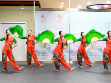 山东莲雨荷的扇子广场舞《红红大中国》教学视频