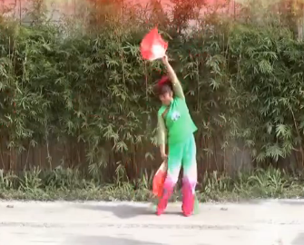 重庆宝娜的扇子广场舞《喜庆临门》教学视频