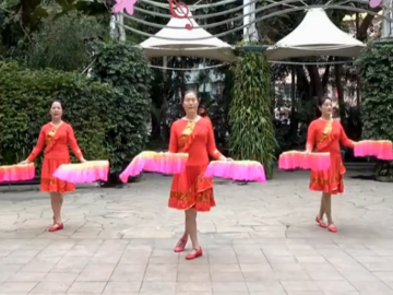 深圳山茶的扇子广场舞《新年大吉》教学视频